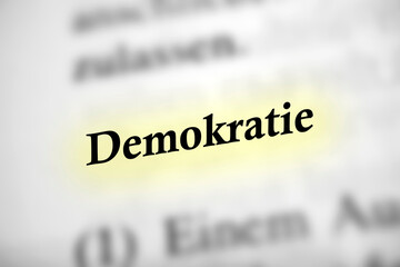 Demokratie - Deutsches Text Wort mit leichter Markierung