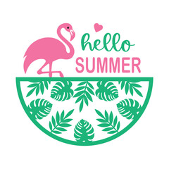 Hello summer  summer round sign,  Vector design, Summer Illustration 