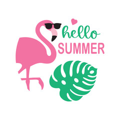 Hello summer  summer round sign,  Vector design, Summer Illustration 