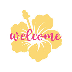 Welcome  summer round sign,  Vector design, Summer Illustration 