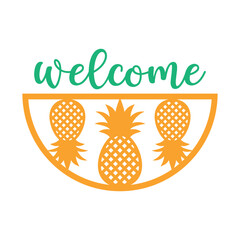 Welcome  summer round sign,  Vector design, Summer Illustration 