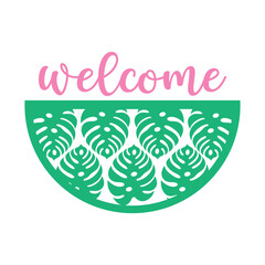 Welcome  summer round sign,  Vector design, Summer Illustration 