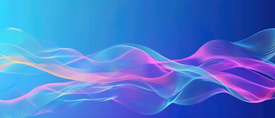 Obraz premium colofull waves lines vector, plain blue background, wallpaper