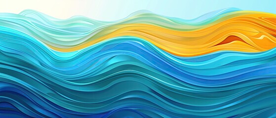 colofull waves lines vector, plain blue background, wallpaper