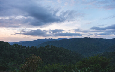 Fototapeta premium Landscape image of mountain view with clouds and sky
