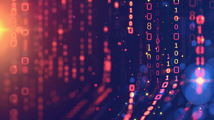 Obraz premium Binary Code Background: A Detailed and Vibrant Digital Pattern with Copy Space for Futuristic and Tech-Themed Design Elements