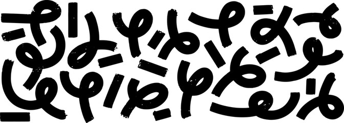 Abstract modern geometric curved Wavy and swirled brush strokes vector  ornament background. abstract shapes in doodle grunge style.