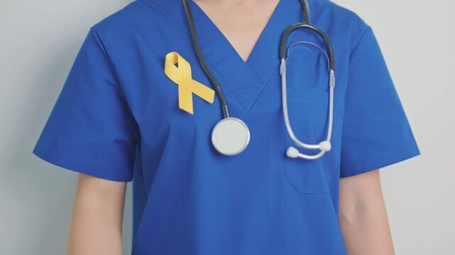 Yellow September, Suicide prevention day, Childhood, Sarcoma, bone and bladder cancer Awareness month, Yellow Ribbon for supporting people life and illness. Healthcare and World cancer day concept