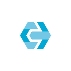 Hexagon Letter C Logo Arrow vector design template