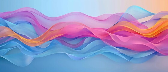 Obraz premium colofull waves lines vector, plain blue background, wallpaper