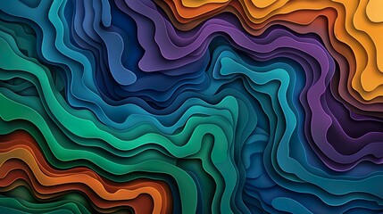 Colorful Abstract Waves with Earthy Tones and Textured Patterns