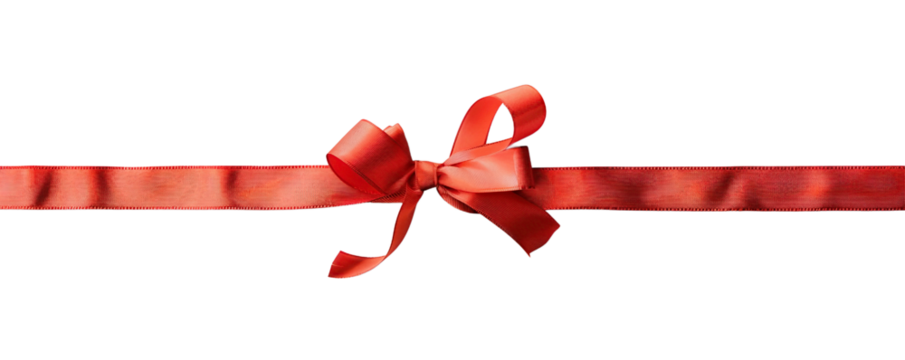 Elegant red ribbon with a bow on a white background. Perfect for gift wrapping, decoration, and celebrations. High-quality stock photo.