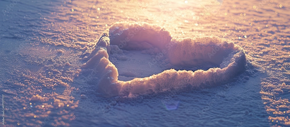 Leinwandbilder A heart-shaped figure carved into the snow with a blank area for additional content, known as a copy space image.