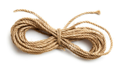 Obraz premium Hemp rope isolated on white, top view