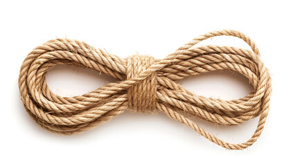 Obraz premium Hemp rope isolated on white, top view