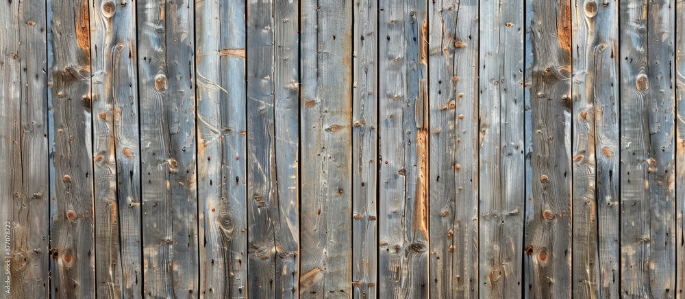 Poster weathered old wooden fence with vertical boards texture providing copy space image.