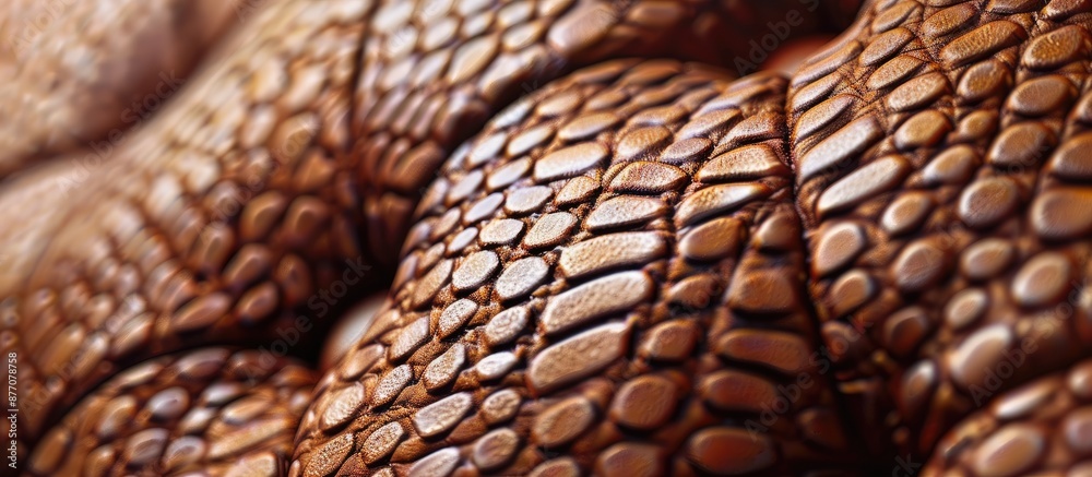Poster Detailed close up view of brown textured leather background showing intricate details, suitable for use as a copy space image.