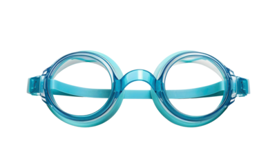 blue swim goggles isolated on a white background,
