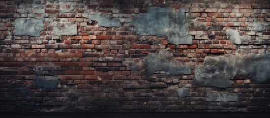 Grunge background with dark brick wall texture and copy space image.