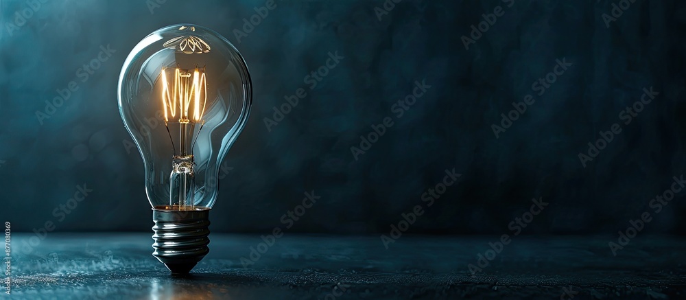 Poster Copy space image of a light bulb set against a black backdrop.