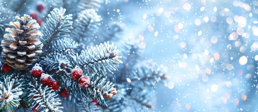 Poster Winter-themed Merry Christmas card with a Happy New Year message and room for text on a copy space image.