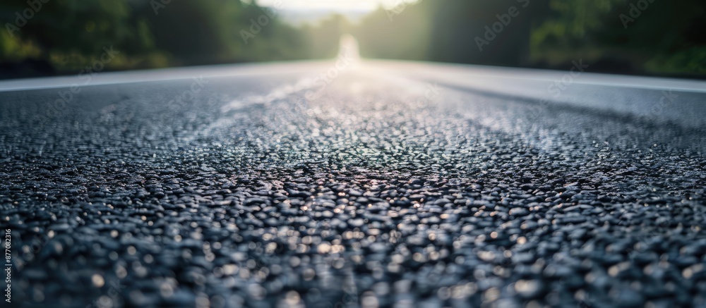 Poster Selective focus on asphalt road texture with copy space image achieved