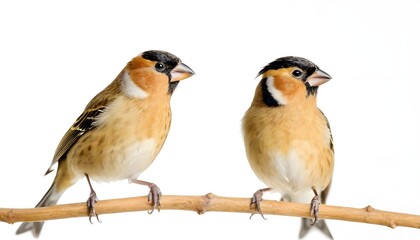 Fototapeta premium two bird isolated on white, finch on white background