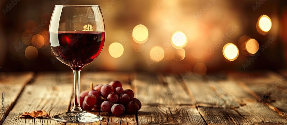Aufkleber Composition featuring a tempting red wine on a rustic wooden table with copy space image.