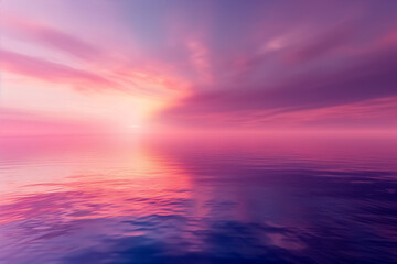 Obraz premium Breathtaking pink and purple sunset over calm ocean water, creating a serene and tranquil atmosphere perfect for relaxation and inspiration.