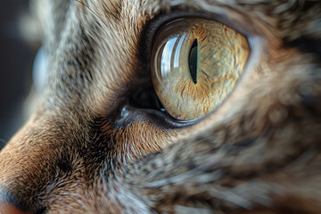 Close-up of a cat's eye displaying stunning detail and vibrant colors. Perfect for pet, animal, and nature-themed projects.