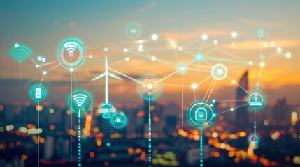 Renewable energy systems powering a smart city, advanced and sustainable.