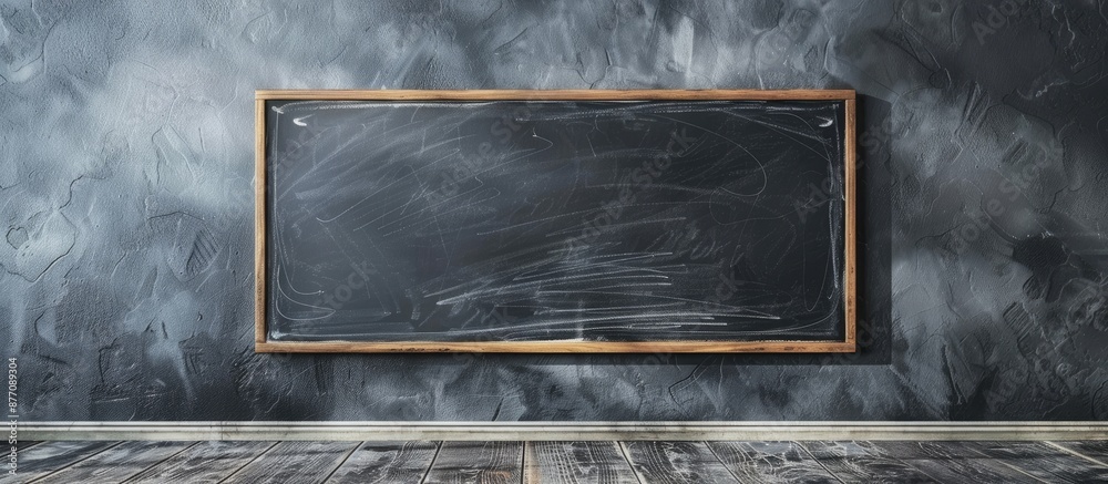 Poster chalkboard against gray wall with ample copy space image.