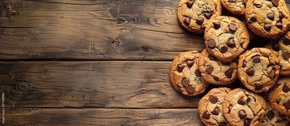 Poster A frame of cookies displayed on a rustic wooden surface creates an inviting copy space image.