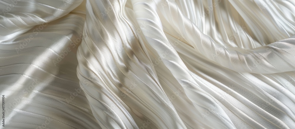 Poster elevate your mood with the stunning white silk striped fabric featuring a metallic sheen, perfect fo