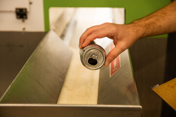 can recycling conveyer at a recycling centre