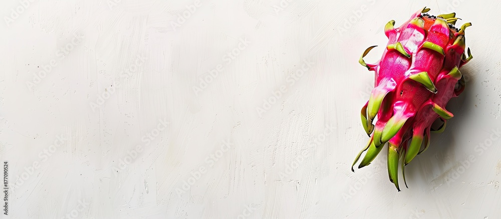 Aufkleber dragon fruit, also known as pitaya or pitahaya, is showcased on a blank white backdrop for your text