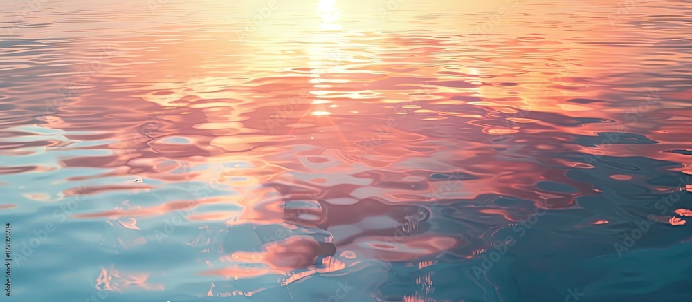 Poster Subtle sunset reflection on calm water, suitable for adding text or images in the highlighted portion.