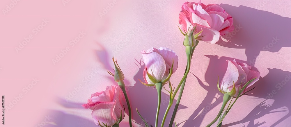 Aufkleber image featuring lovely eustoma flowers on a bright backdrop with copy space image available.