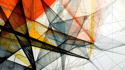 Fototapeta premium Intricate minimalist abstract art featuring a composition of delicate geometric thin lines