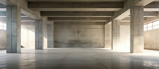 Unfinished concrete commercial area devoid of partitions, suitable for a copy space image.