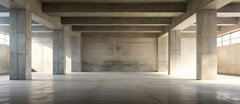 Unfinished concrete commercial area devoid of partitions, suitable for a copy space image.