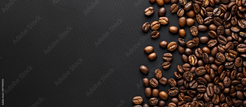 Aufkleber The idea of using coffee beans as a backdrop with text above in a copy space image.