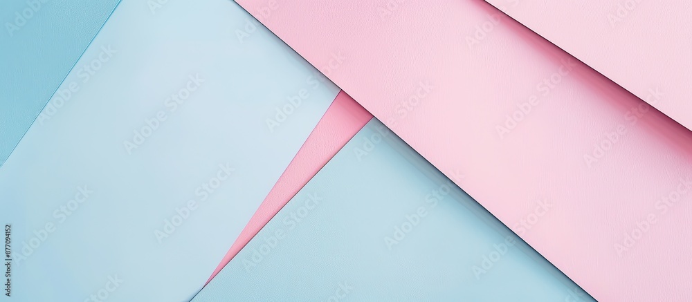 Poster minimal geometric shapes and lines in pastel pink and light blue colors create an abstract colored p