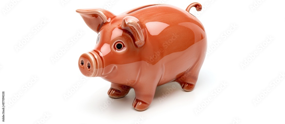 Aufkleber piggy bank shaped like a pig with white background and copy space image.