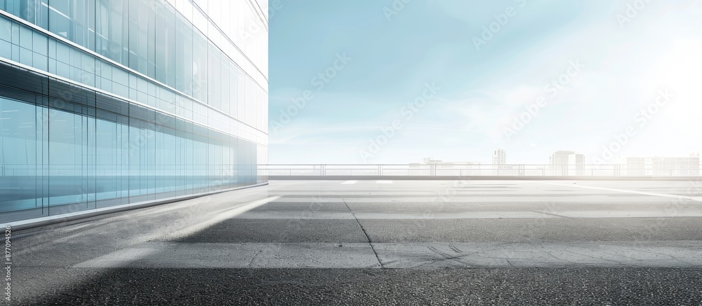 Poster Modern business building set against an empty road with copy space image.