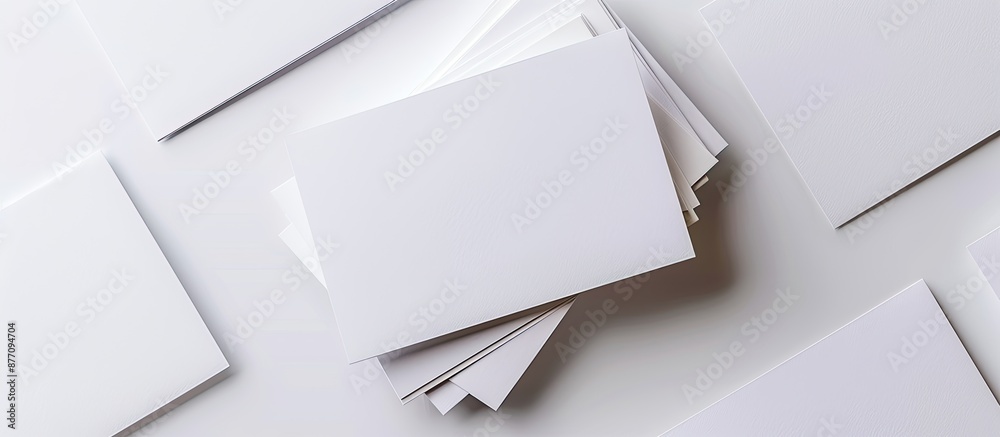 Leinwandbilder filtered effect applied to a stack of blank business cards on a white background with copy space ima