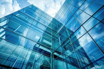 Obraz premium Modern glass building perfect for architecture and corporate backgrounds