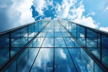 Obraz premium Modern glass building perfect for architecture and corporate backgrounds