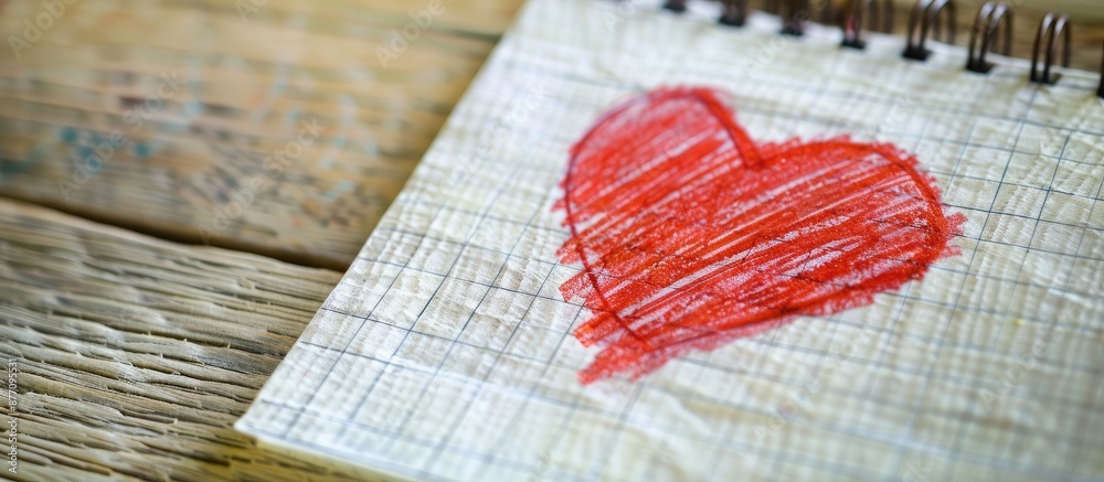 Poster heart shape drawn on a blank paper stack with copy space image.