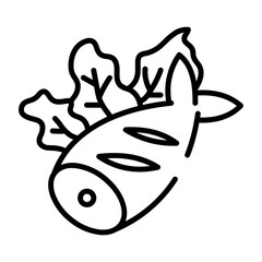 Fried fish Lineart